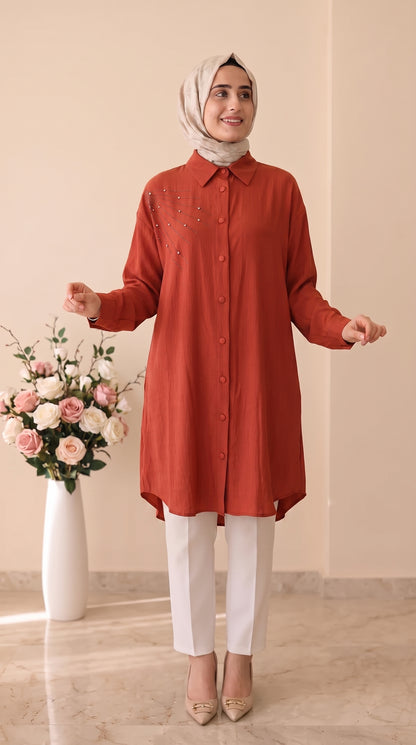 Güner Moda Taş İşlemeli Tunik