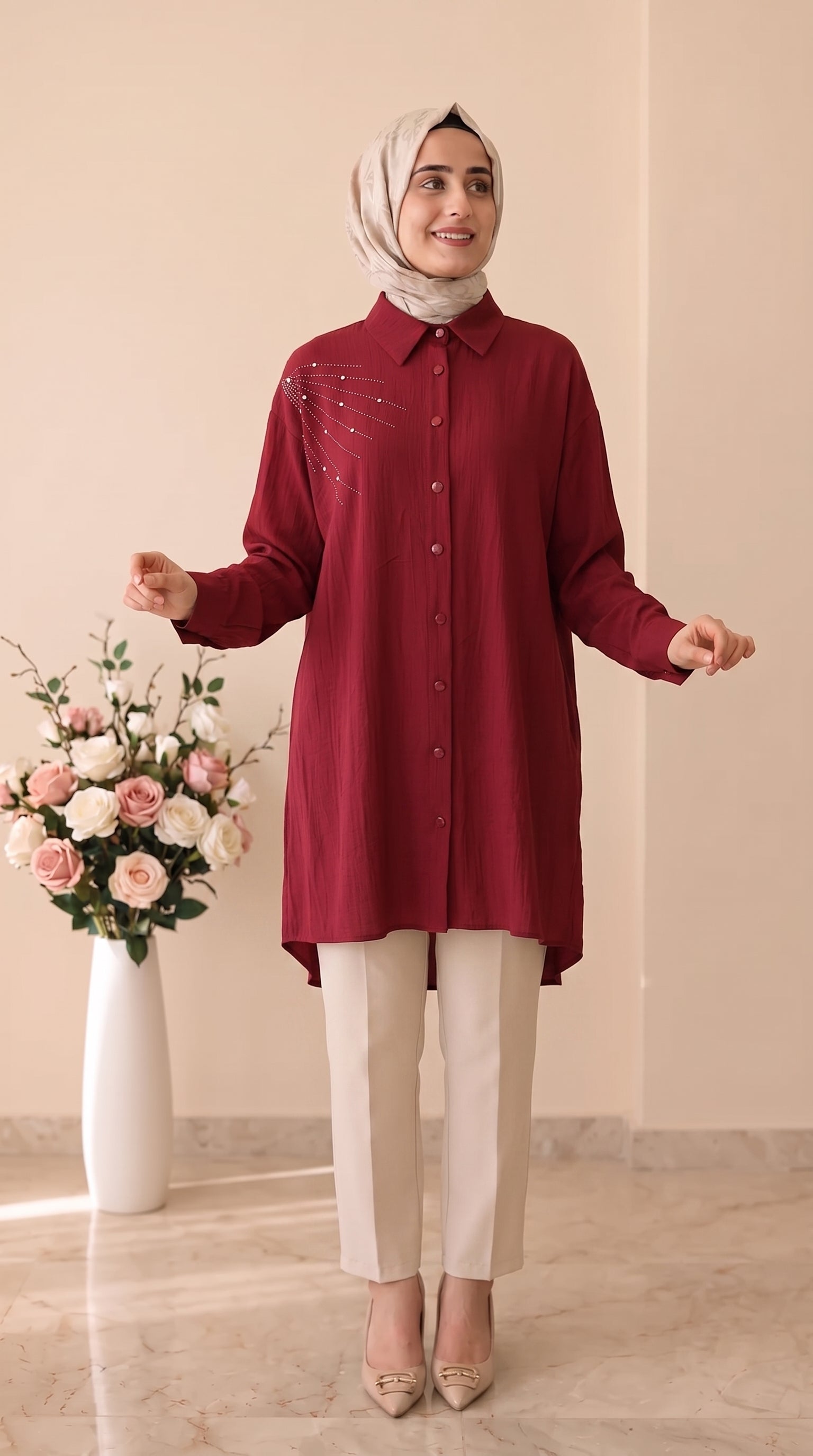 Güner Moda Taş İşlemeli Tunik