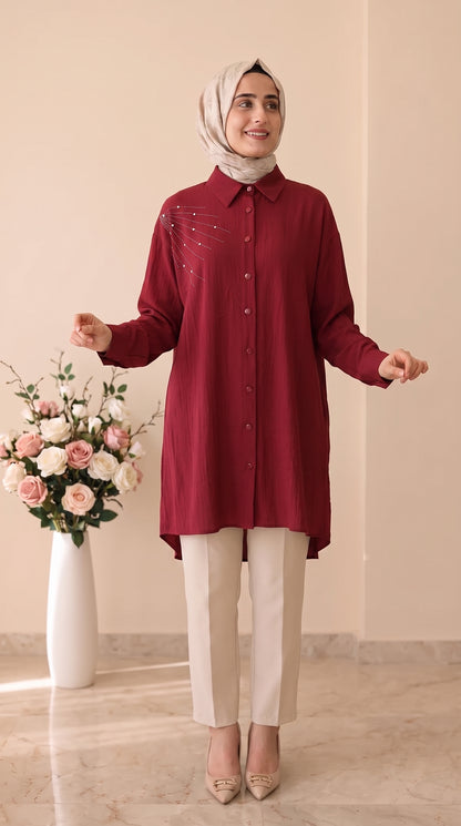 Güner Moda Taş İşlemeli Tunik