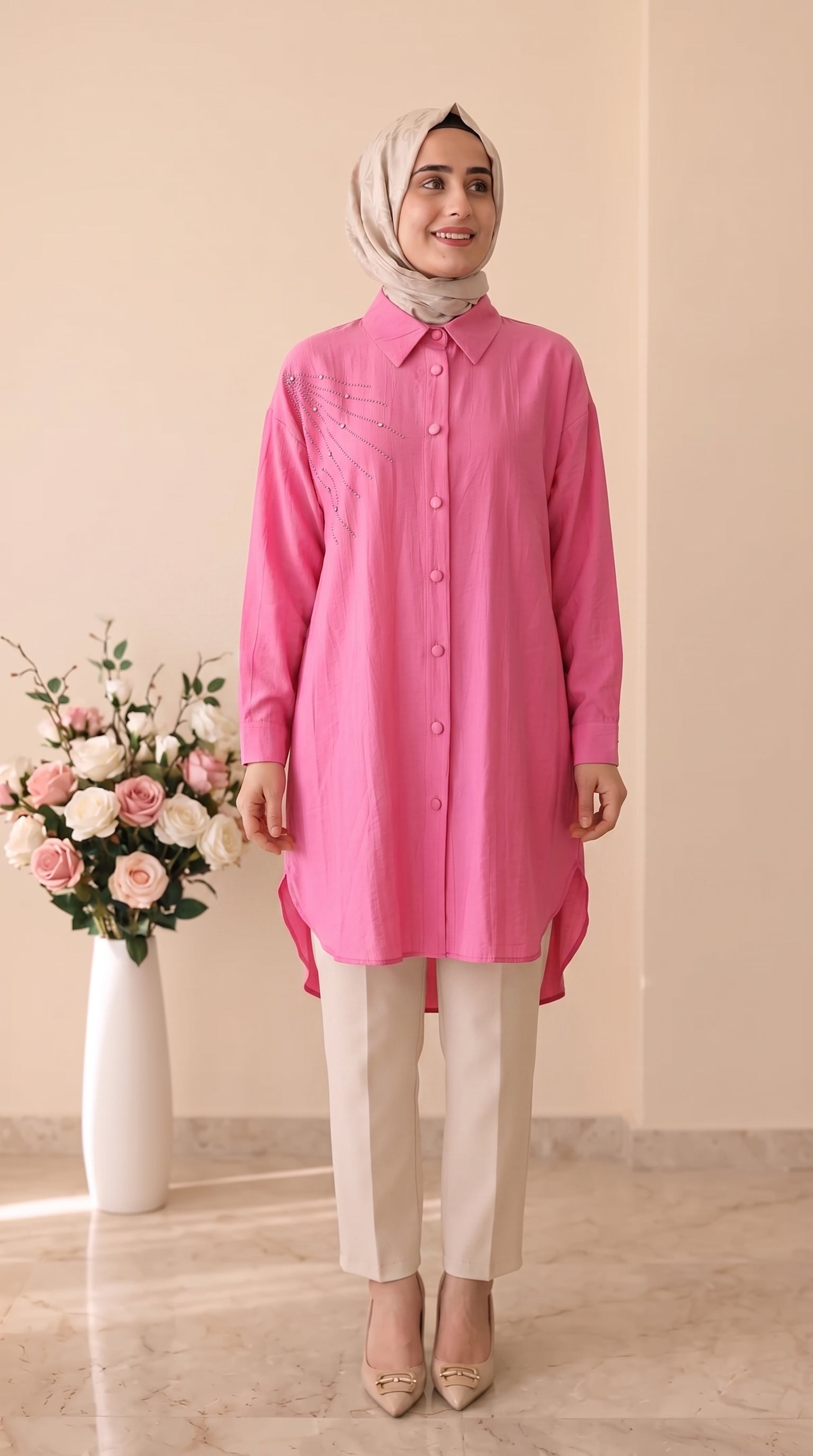 Güner Moda Taş İşlemeli Tunik
