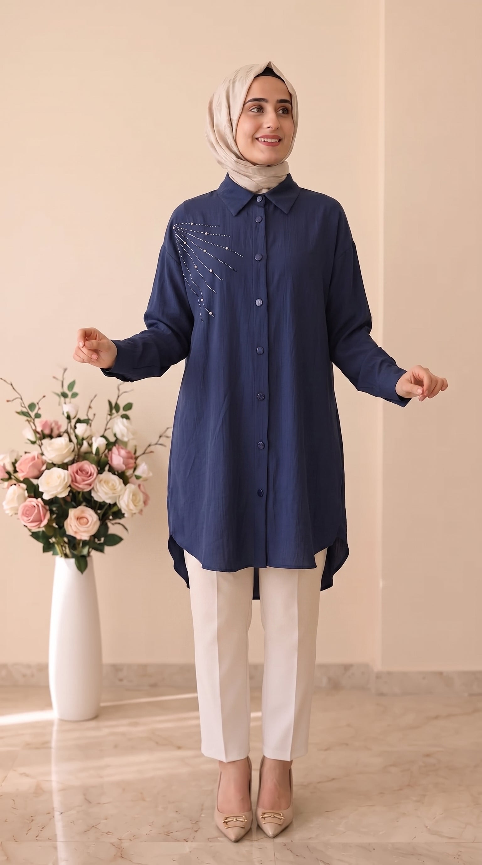 Güner Moda Taş İşlemeli Tunik