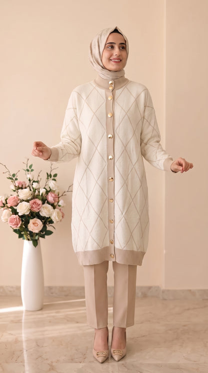 Beranisa Baklava Desen Angora Hırka 3324