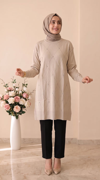 Beranisa Merserize Taşlı Tunik 3246