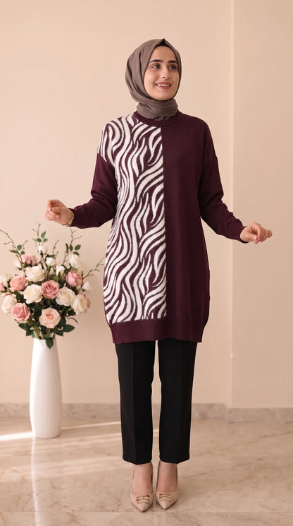 Beranisa Zebra Desen Soğukip Tunik
