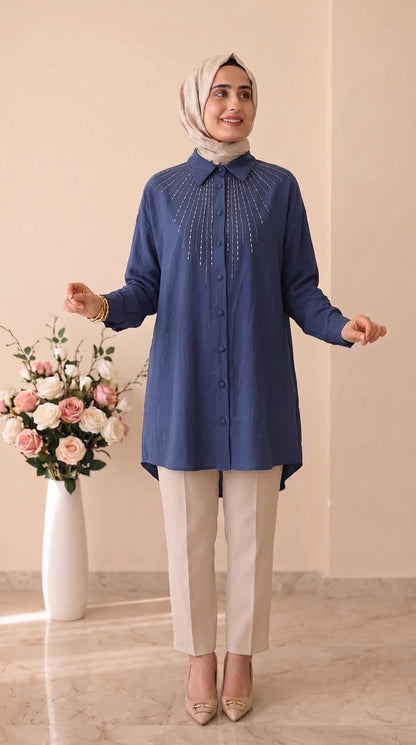 Güner Moda Taş İşlemeli Tunik 0678