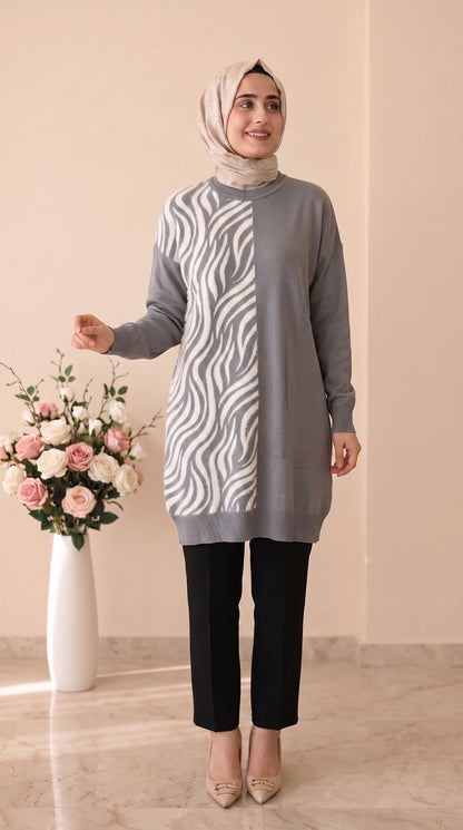 Beranisa Zebra Desen Soğukip Tunik