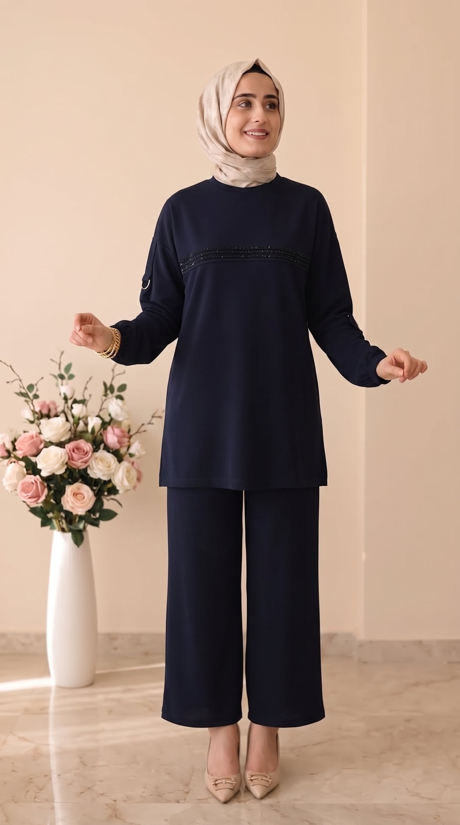 Tripen Taş İşlemeli Pantolonlu Takım 3723