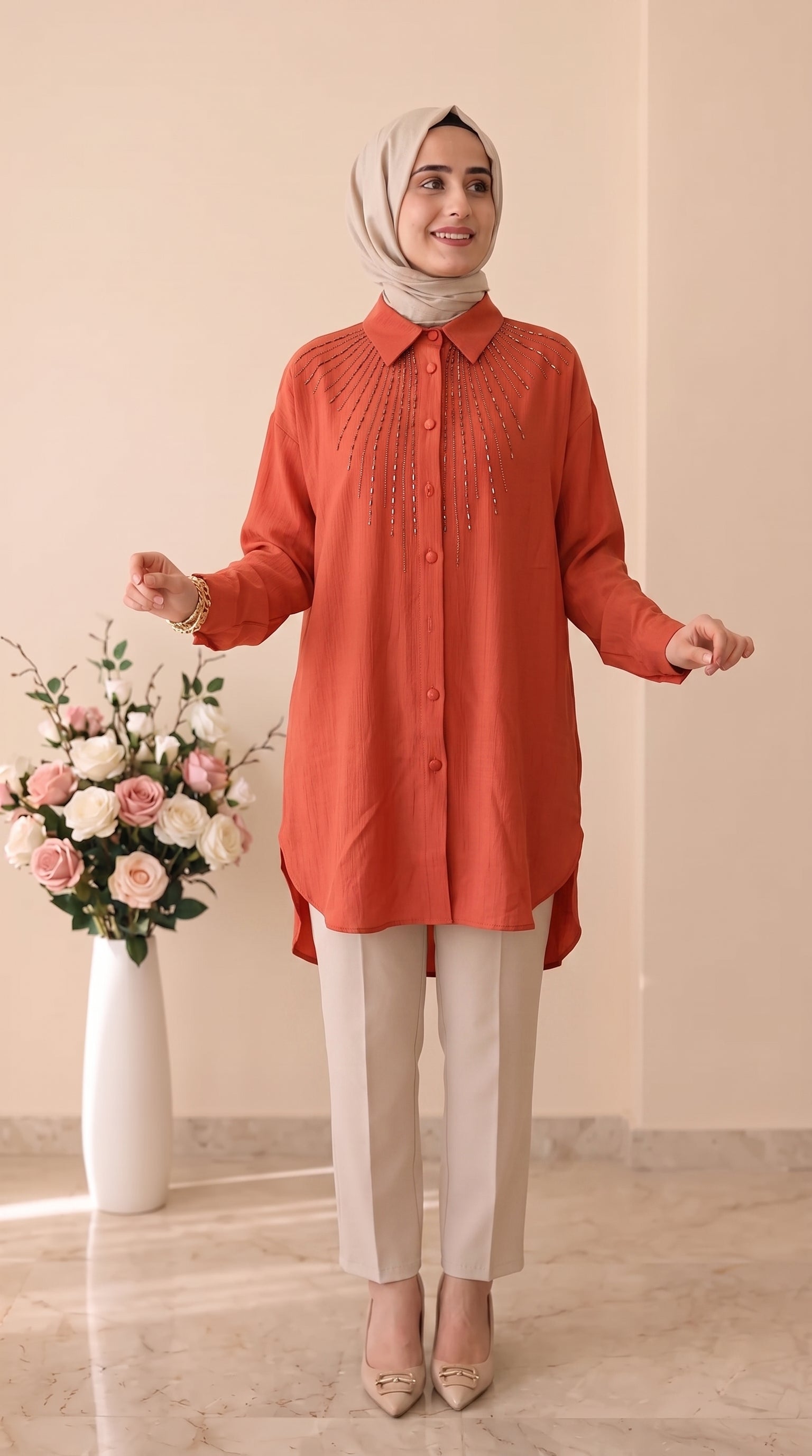 Güner Moda Taş İşlemeli Tunik 0678