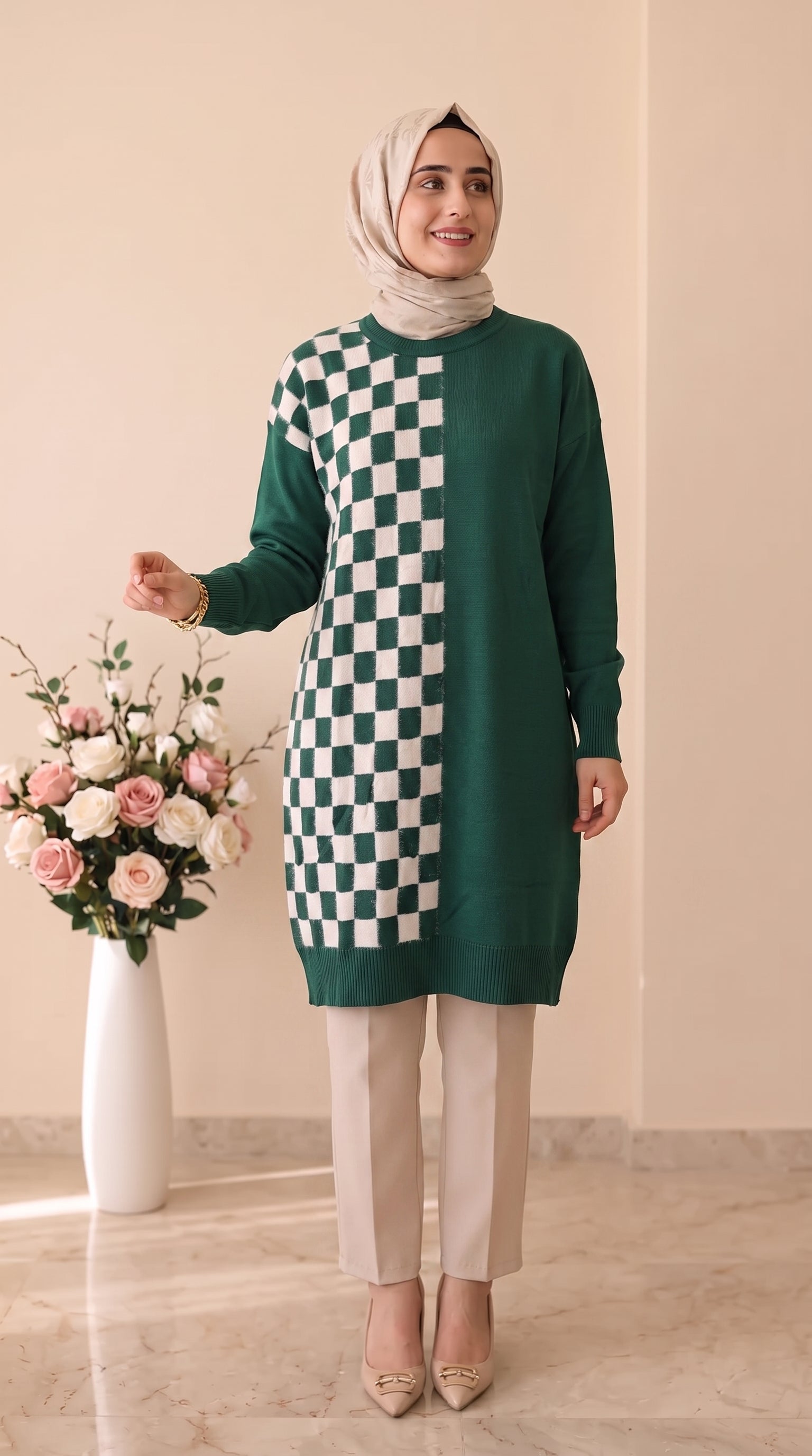 Beranisa Dama  Desenli Angora Soğuk İp Tunik 3376