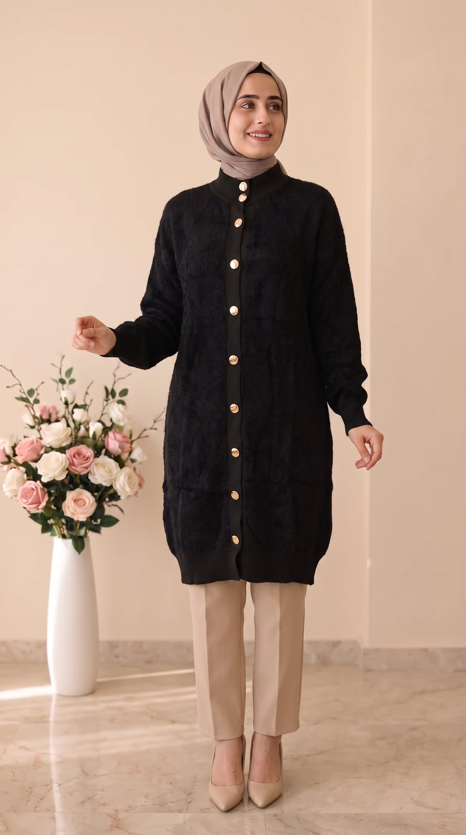 Beranisa Baklava Desen Angora Hırka 3324