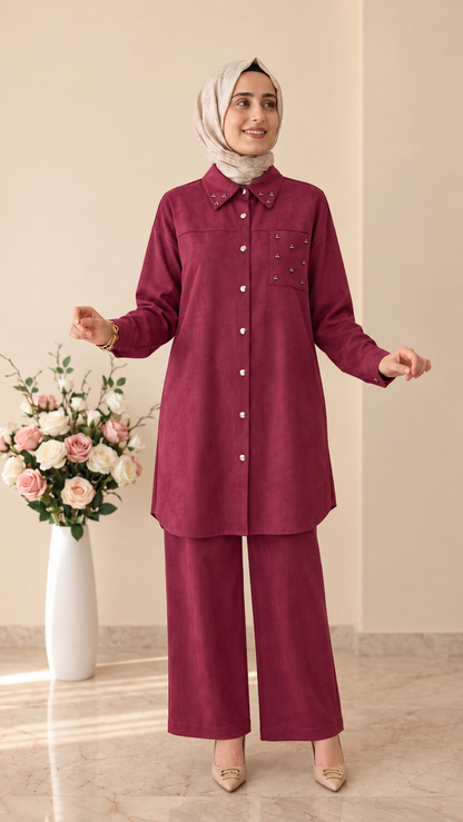 Doque Çıtçıtlı Süet Pantolonlu Takım 56060