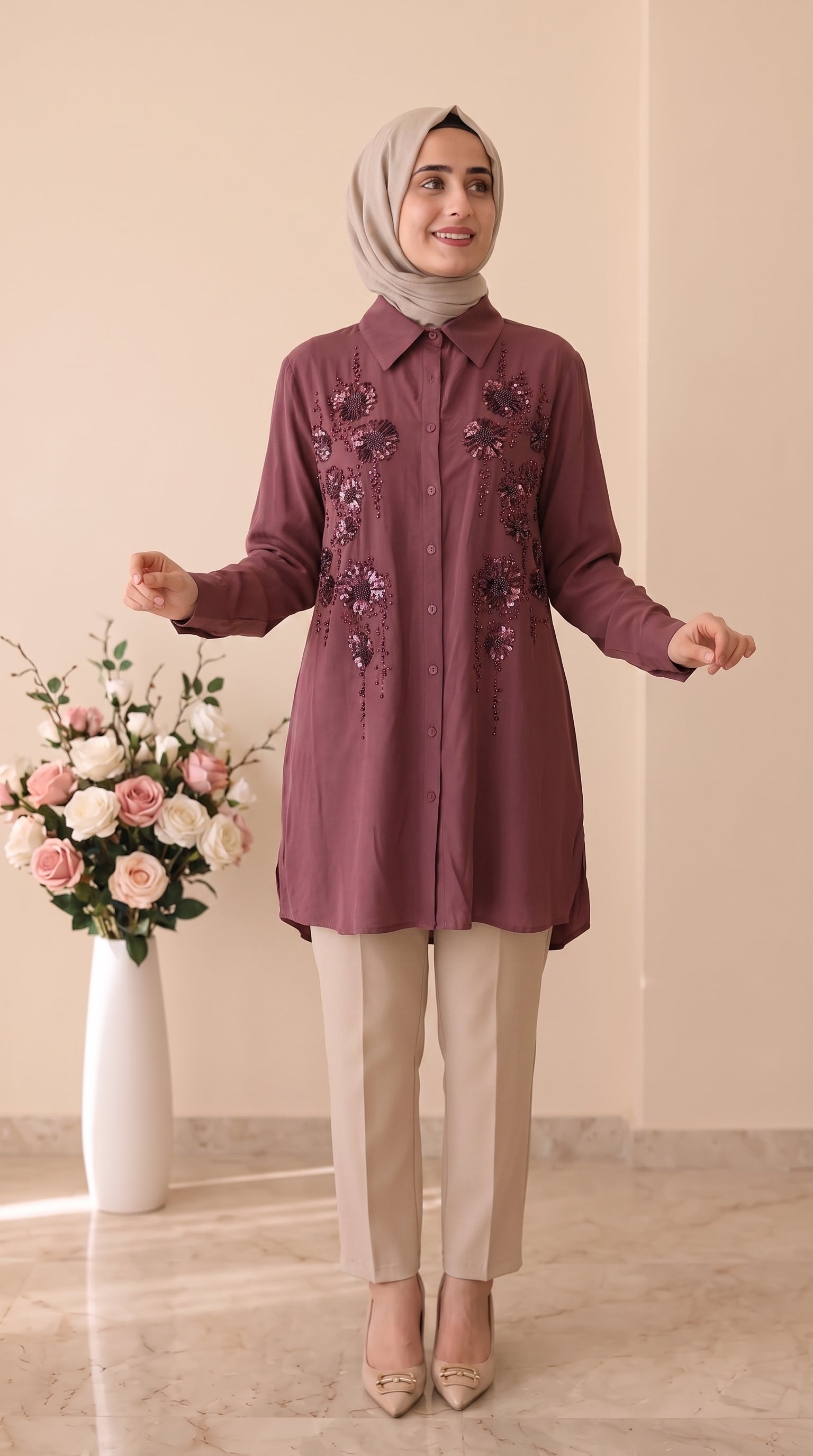 Nefise Payet İşlemeli Tunik 260195