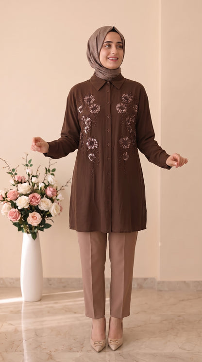 Nefise Payet İşlemeli Tunik 260195