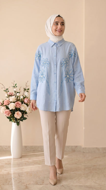 Beranisa Çiçek İşlemeli Oversize Tunik 4041