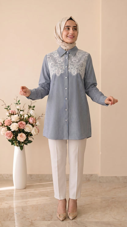 Doque Desenli Çizgili Tunik 10205