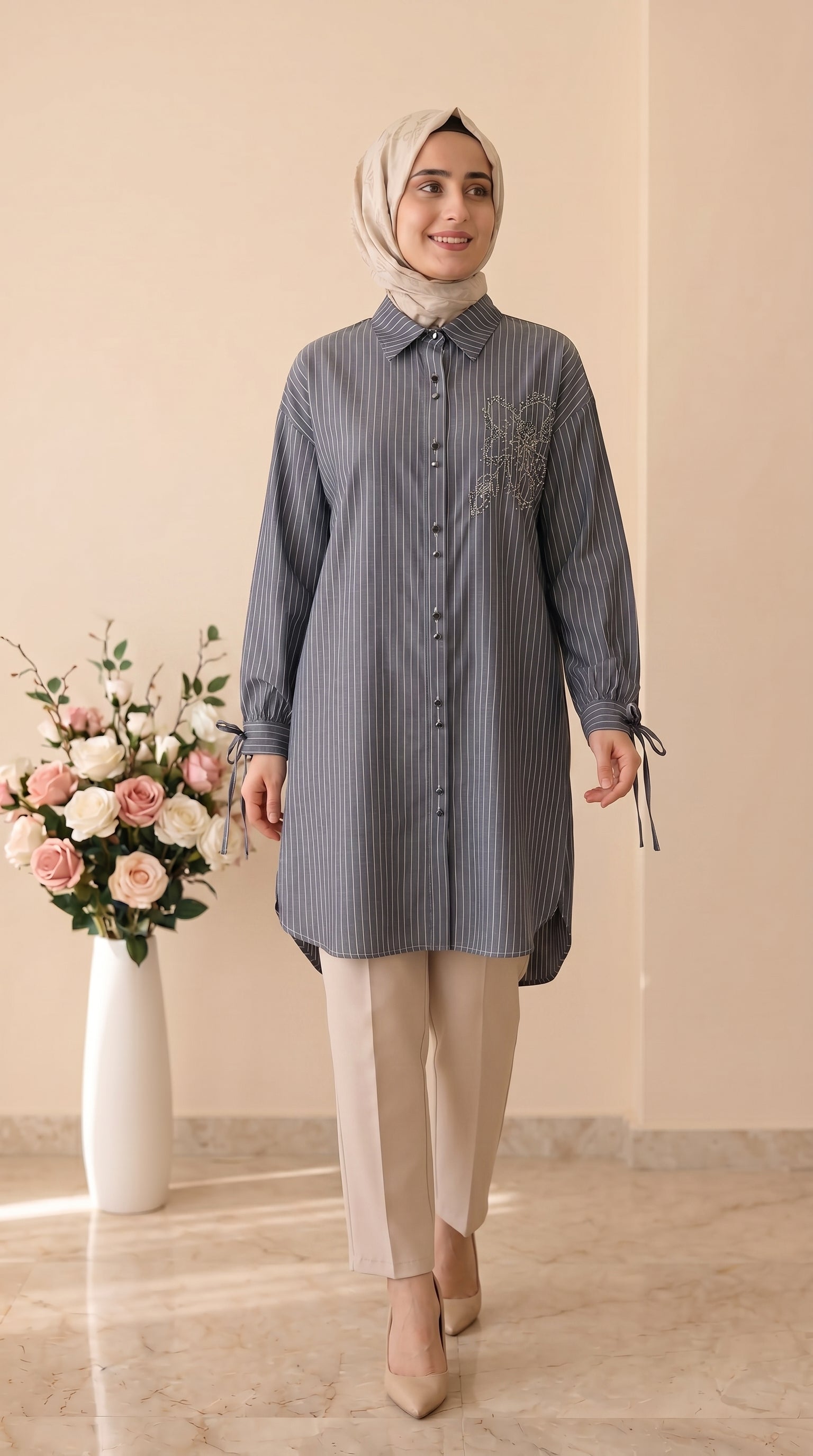 Doque Çiçek İşlemeli Tunik 61052
