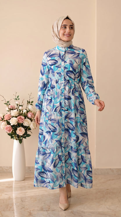 Beranisa Yaprak Desenli Elbise 8370