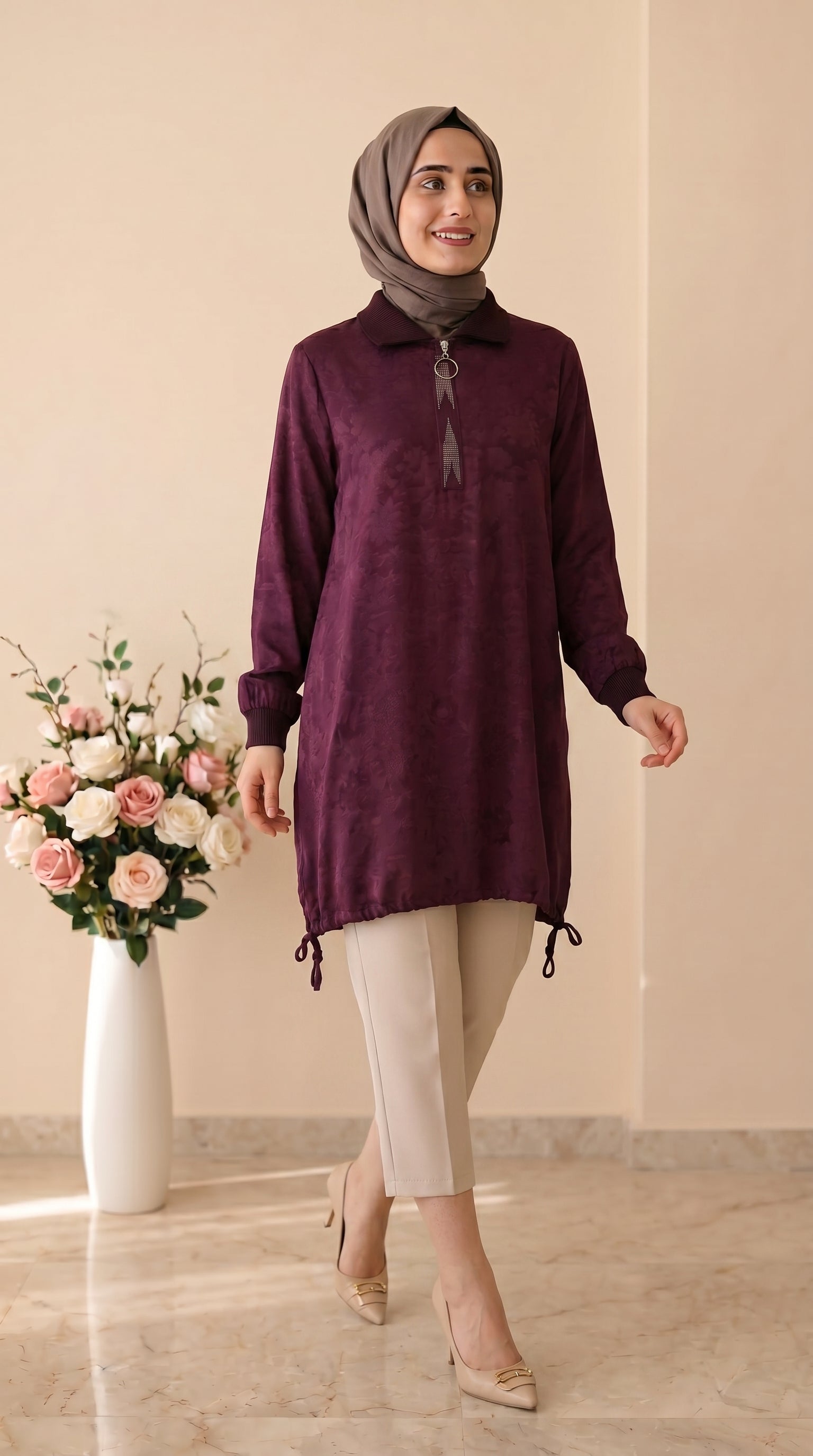 Kado Taşlı Jakarlı Tunik 262052