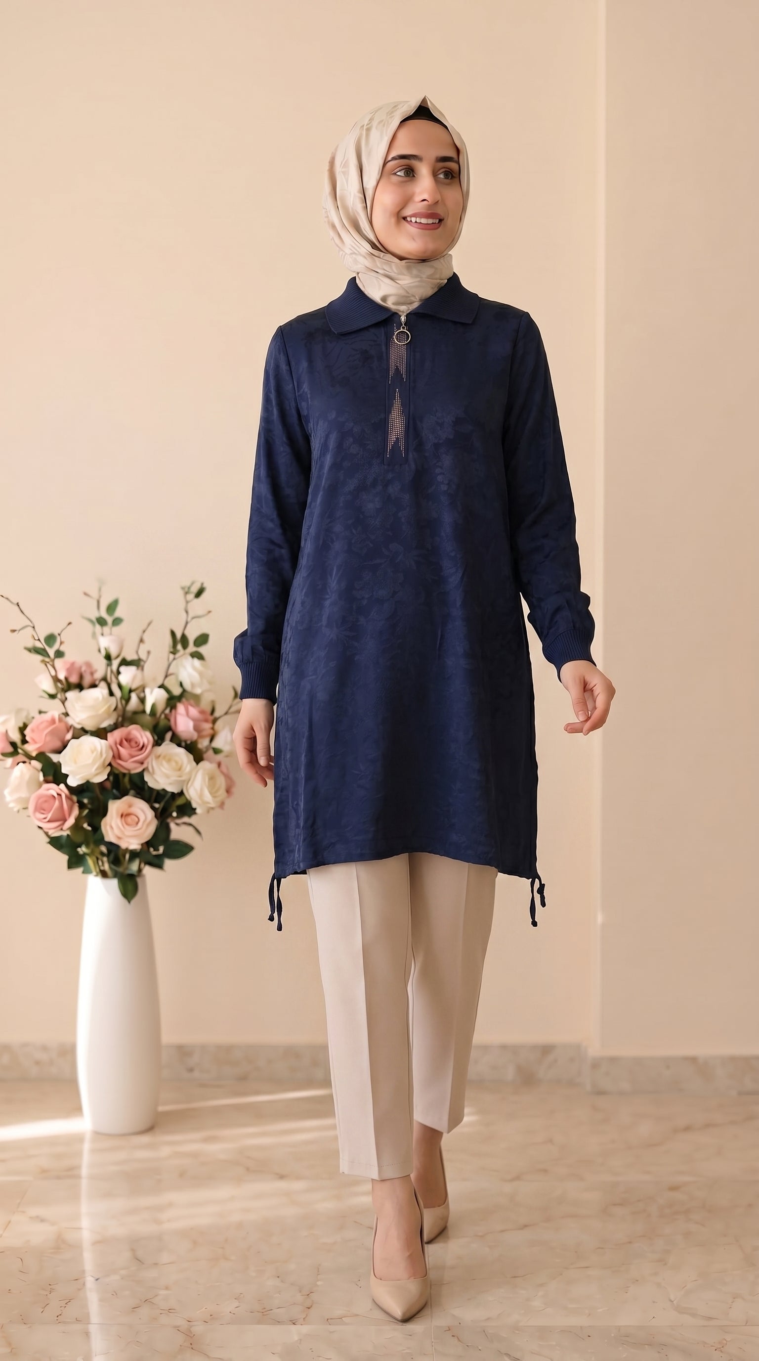 Kado Taşlı Jakarlı Tunik 262052