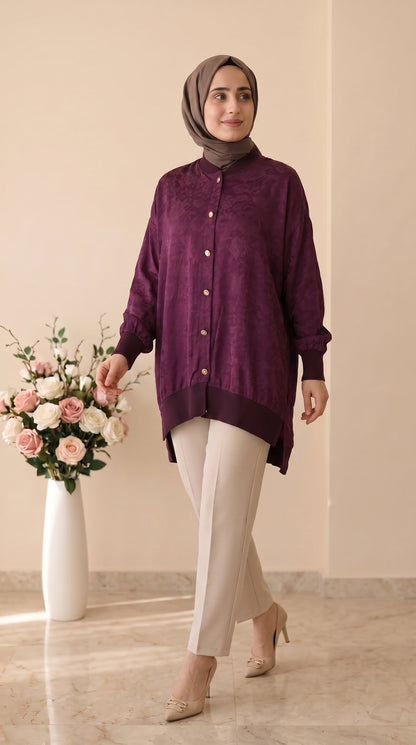 Kado Jakarlı Gold Düğmeli Tunik 7535