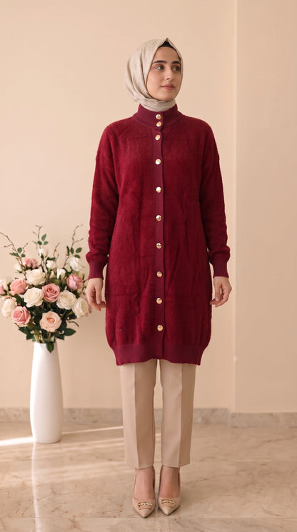 Beranisa Baklava Desen Angora Hırka 3324