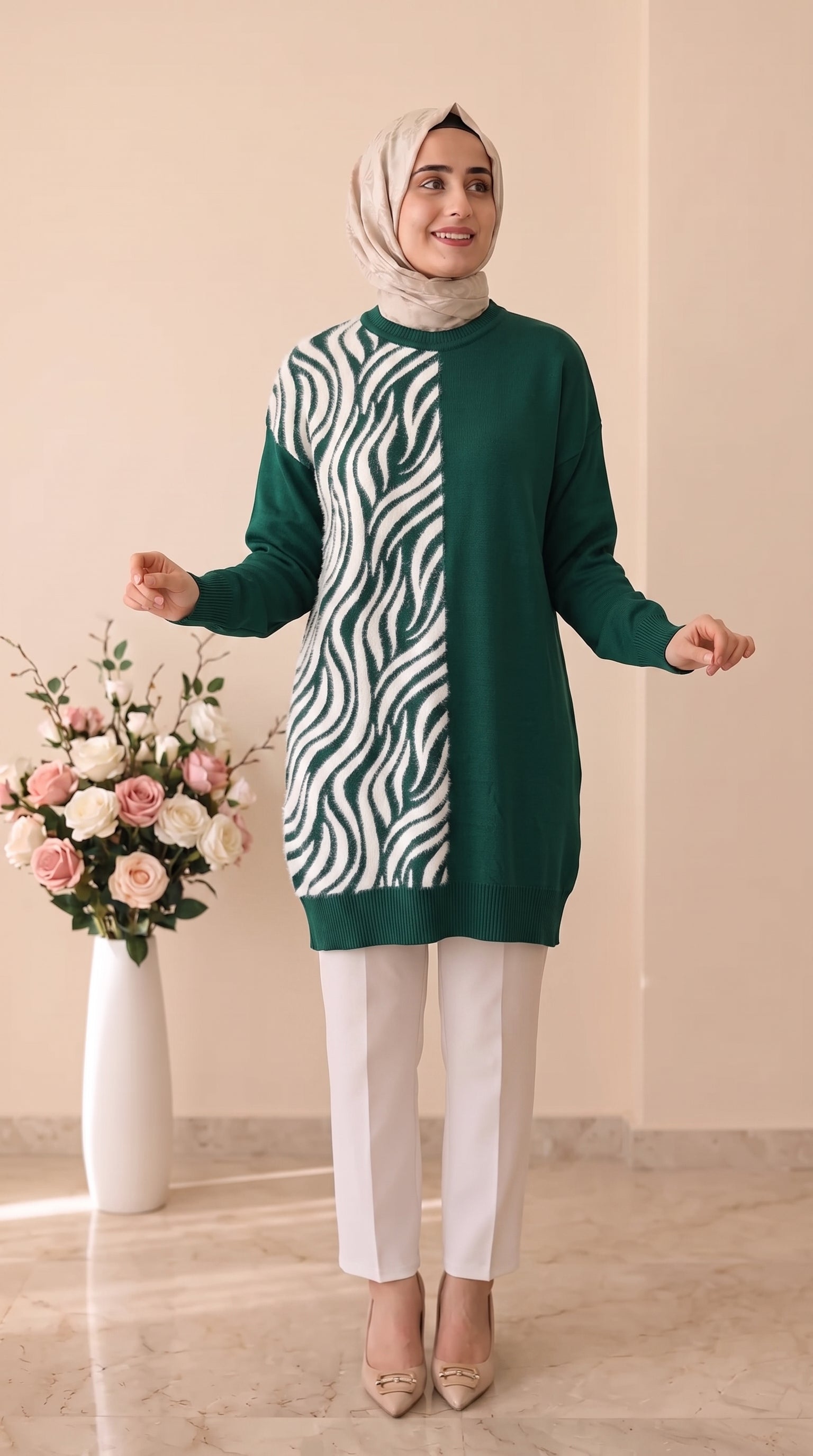 Beranisa Zebra Desen Soğukip Tunik