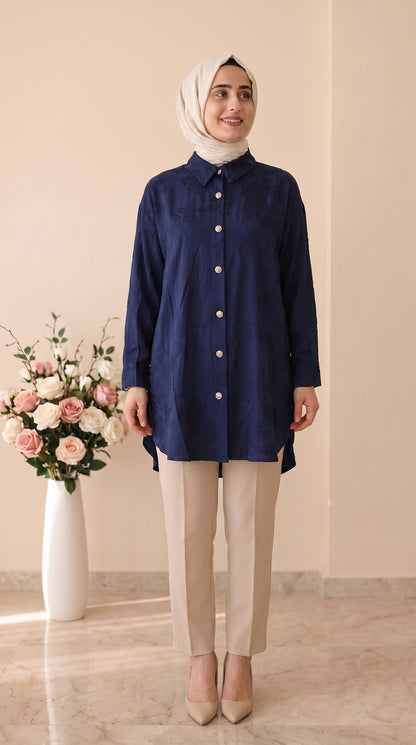 Güner Moda Gold Düğmeli Tunik 4057
