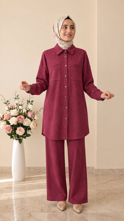 Doque Çıtçıtlı Süet Pantolonlu Takım 56059